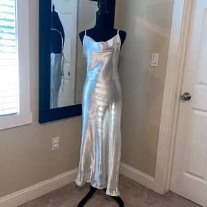 COPY - White ankle length dress with low back and back tie.